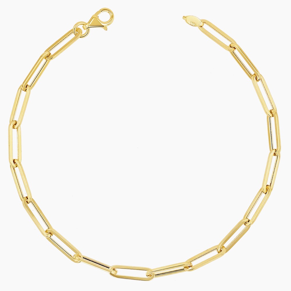 NWT Solid 14k Yellow Baby Gold Chain Link Bracelet (Medium Size, Thick links)